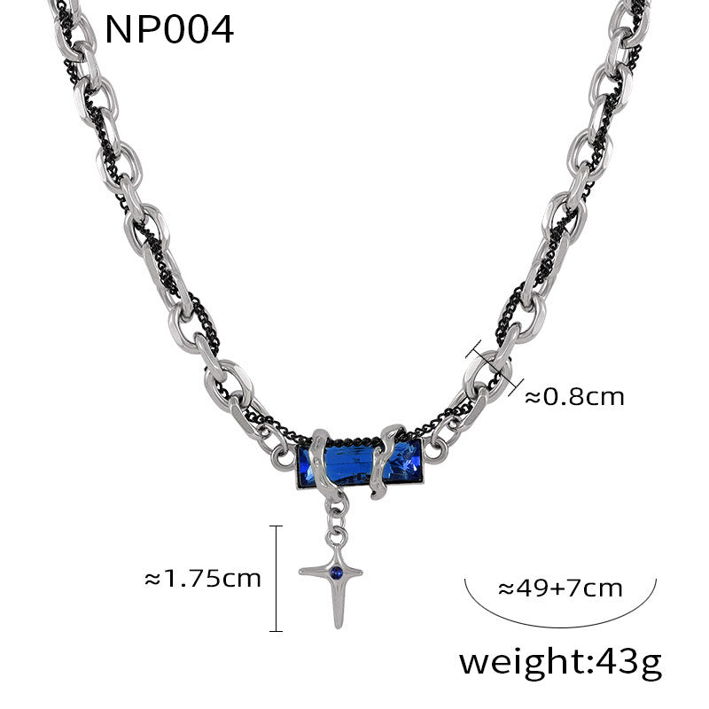 Wholesale  Hip-hop Style Winding Color Zircon Design Sense Cold Style Simple Titanium Steel Jewelry suit